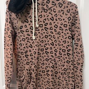 AMPERSAND AVE Leopard Print Sweater in Brown and Black